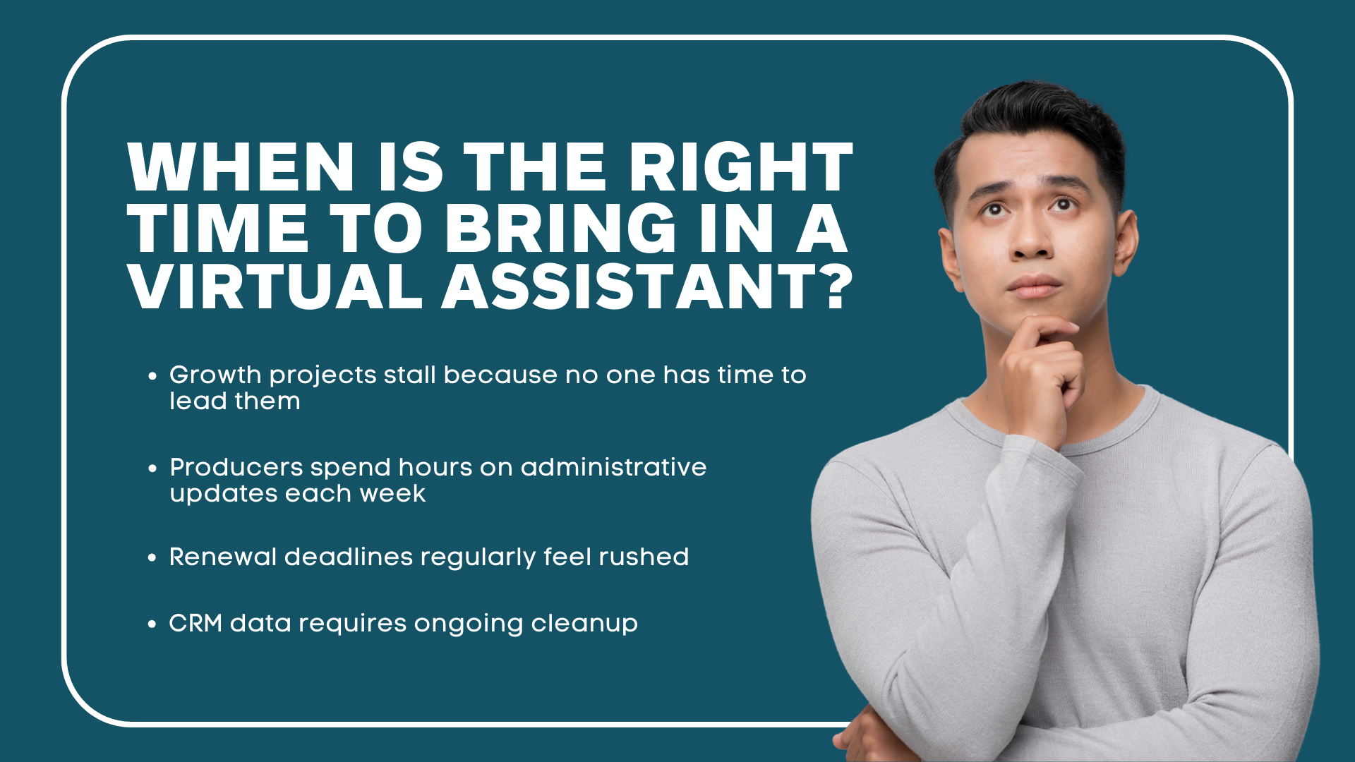 Infographic showing the right time to hire a virtual assistant