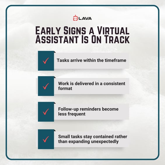 Infographic Showing Early Signs A Virtual Assistant is on Track