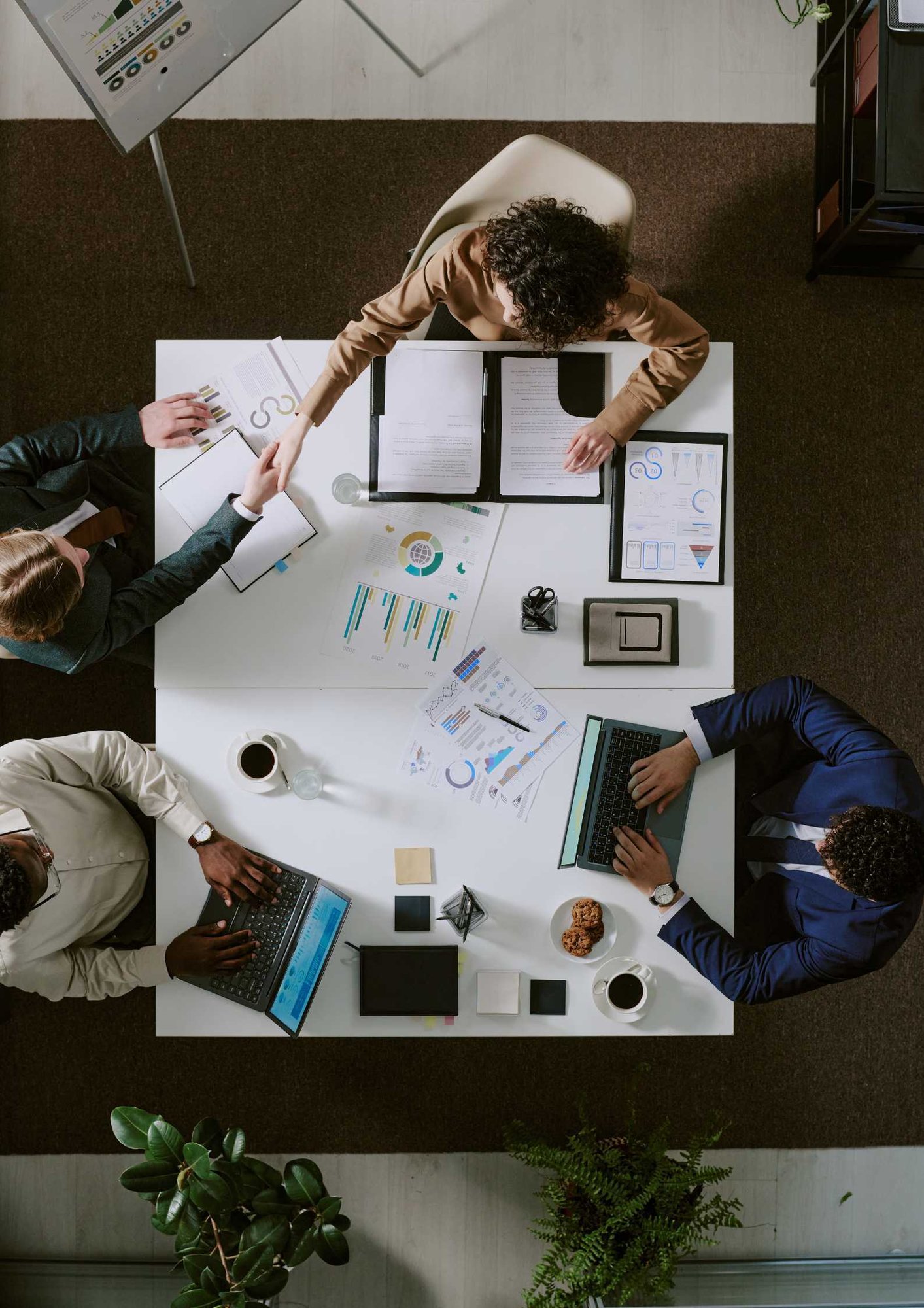 Collaborating in Modern Office Workspace