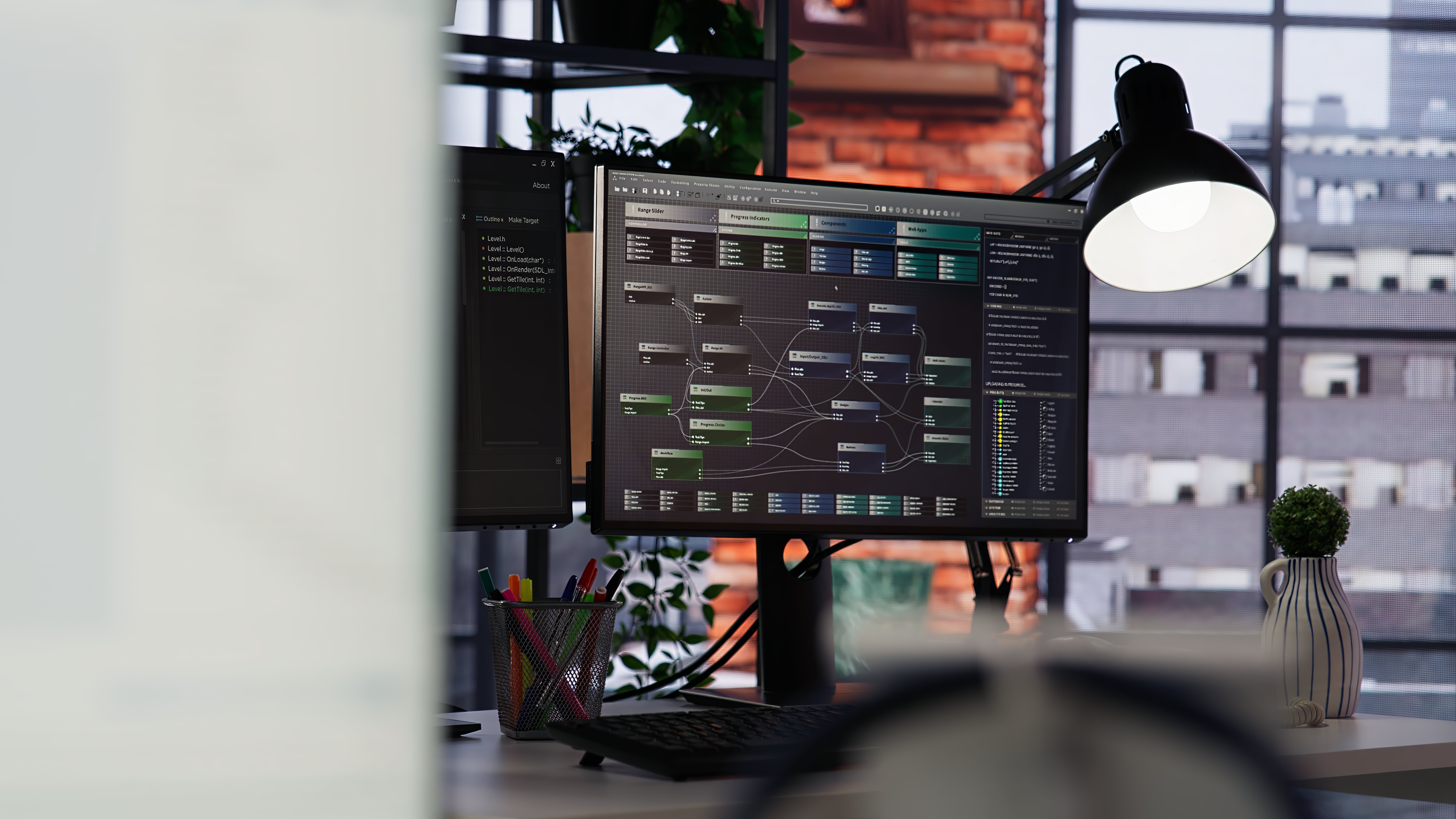 Screen showing nodes of an automated system