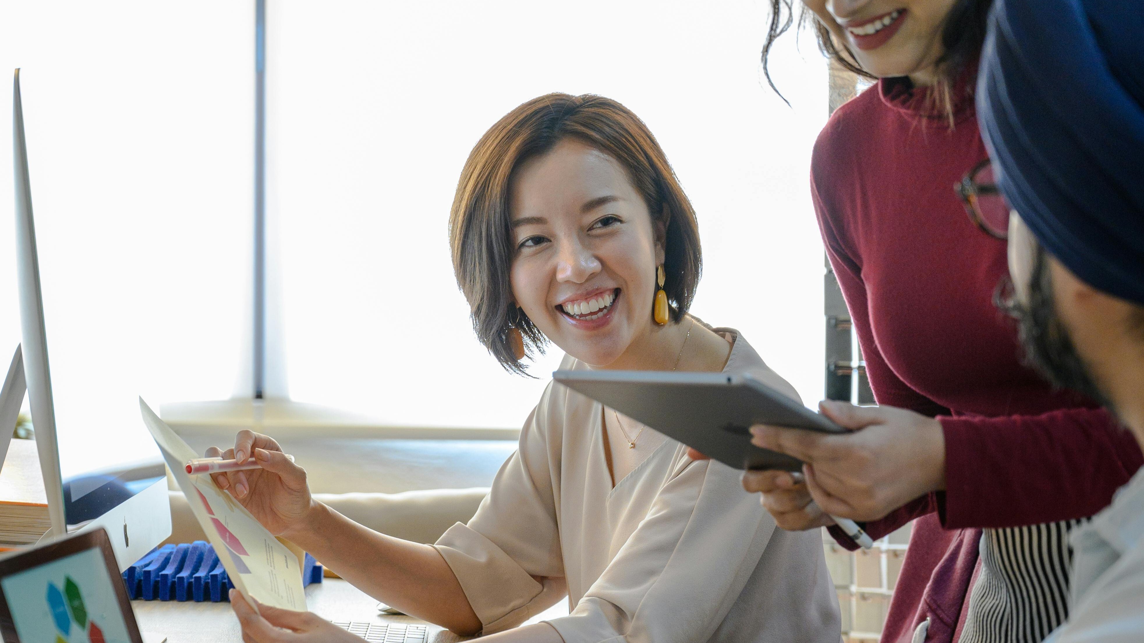 Team members reviewing data